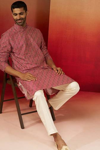 falsa digital print kurta with pyjama - premium gems work set