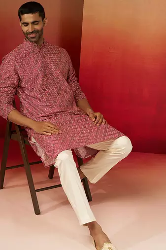 falsa digital print kurta with pyjama - premium gems work set