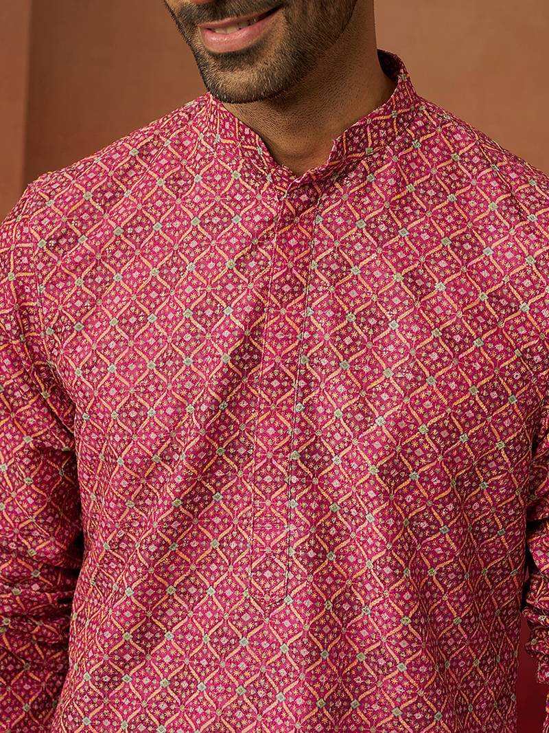 falsa digital print kurta with pyjama - premium gems work set