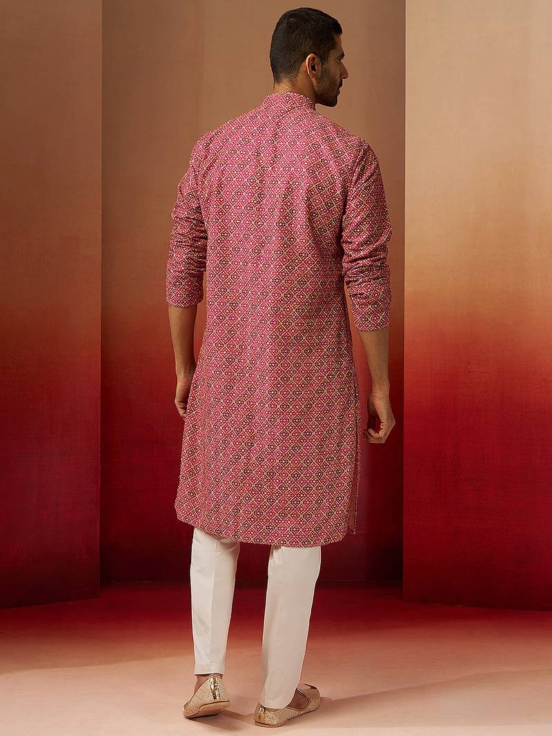 falsa digital print kurta with pyjama - premium gems work set