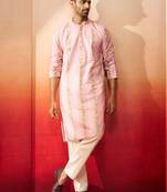peach digital print kurta with pyjama - stylish festive set
