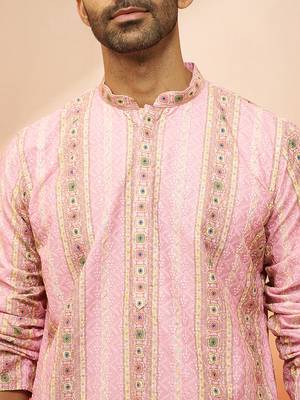 peach digital print kurta with pyjama - stylish festive set 2