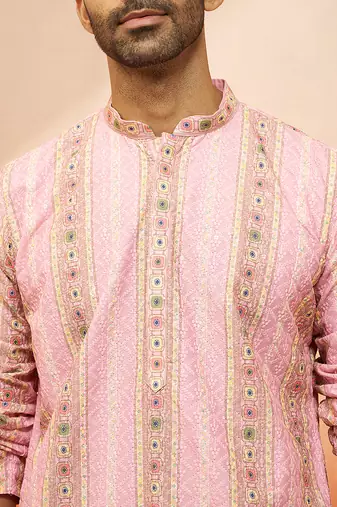 peach digital print kurta with pyjama - stylish festive set