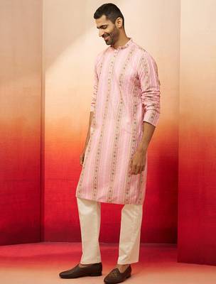 peach digital print kurta with pyjama - stylish festive set 4