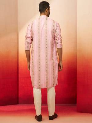 peach digital print kurta with pyjama - stylish festive set 5