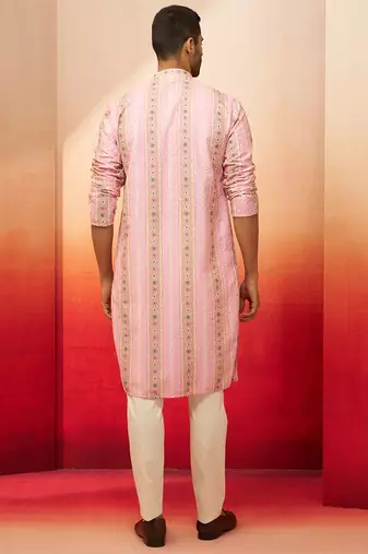peach digital print kurta with pyjama - stylish festive set