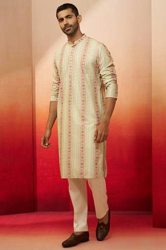 mint green digital print kurta with pyjama - contemporary festive set