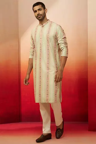 mint green digital print kurta with pyjama - contemporary festive set