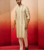 mint green digital print kurta with pyjama - contemporary festive set