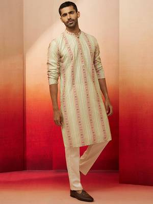 mint green digital print kurta with pyjama - contemporary festive set 4