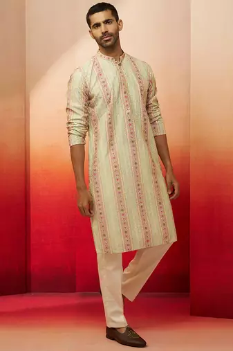 mint green digital print kurta with pyjama - contemporary festive set