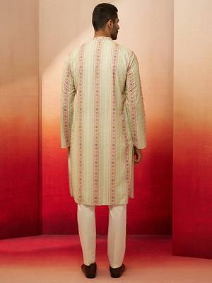 mint green digital print kurta with pyjama - contemporary festive set 5
