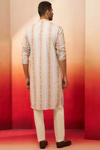 Beige digital print kurta with pyjama - sophisticated festive set