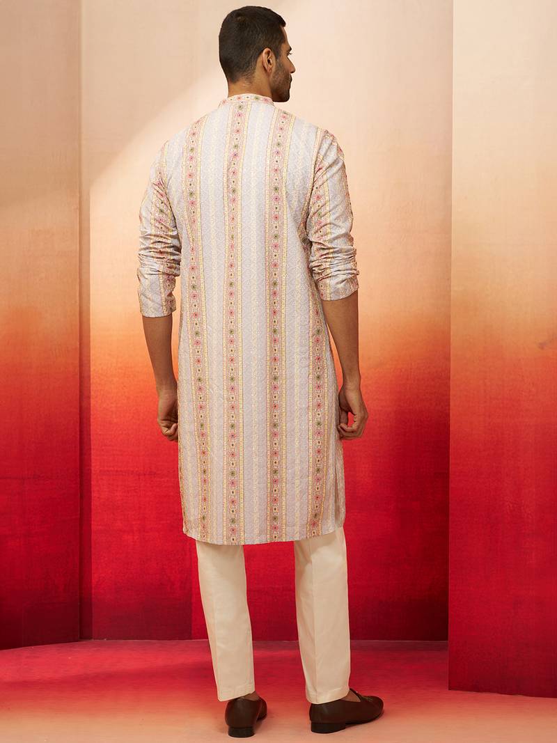 Beige digital print kurta with pyjama - sophisticated festive set