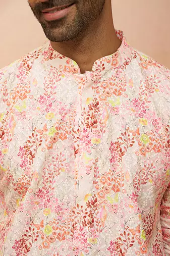 multicolor digital print kurta with cream pants set