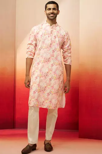 multicolor digital print kurta with cream pants set