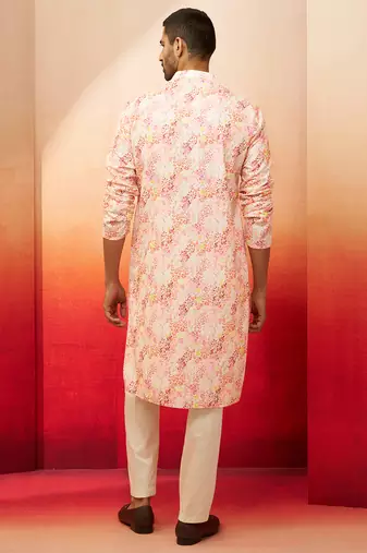 multicolor digital print kurta with cream pants set