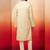 cream royal blue embroidered kurta with pyjama - luxury traditional set