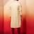 cream embroidered kurta with maroon churidar - premium thread zari work