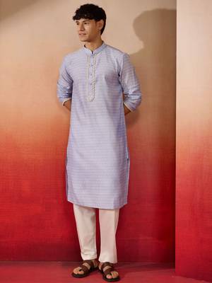 Purple jacquard kurta with pyjama - serene festive set 1