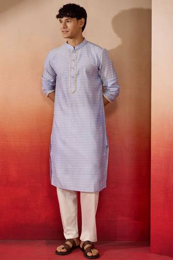 Purple jacquard kurta with pyjama - serene festive set