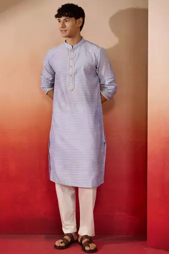 Purple jacquard kurta with pyjama - serene festive set