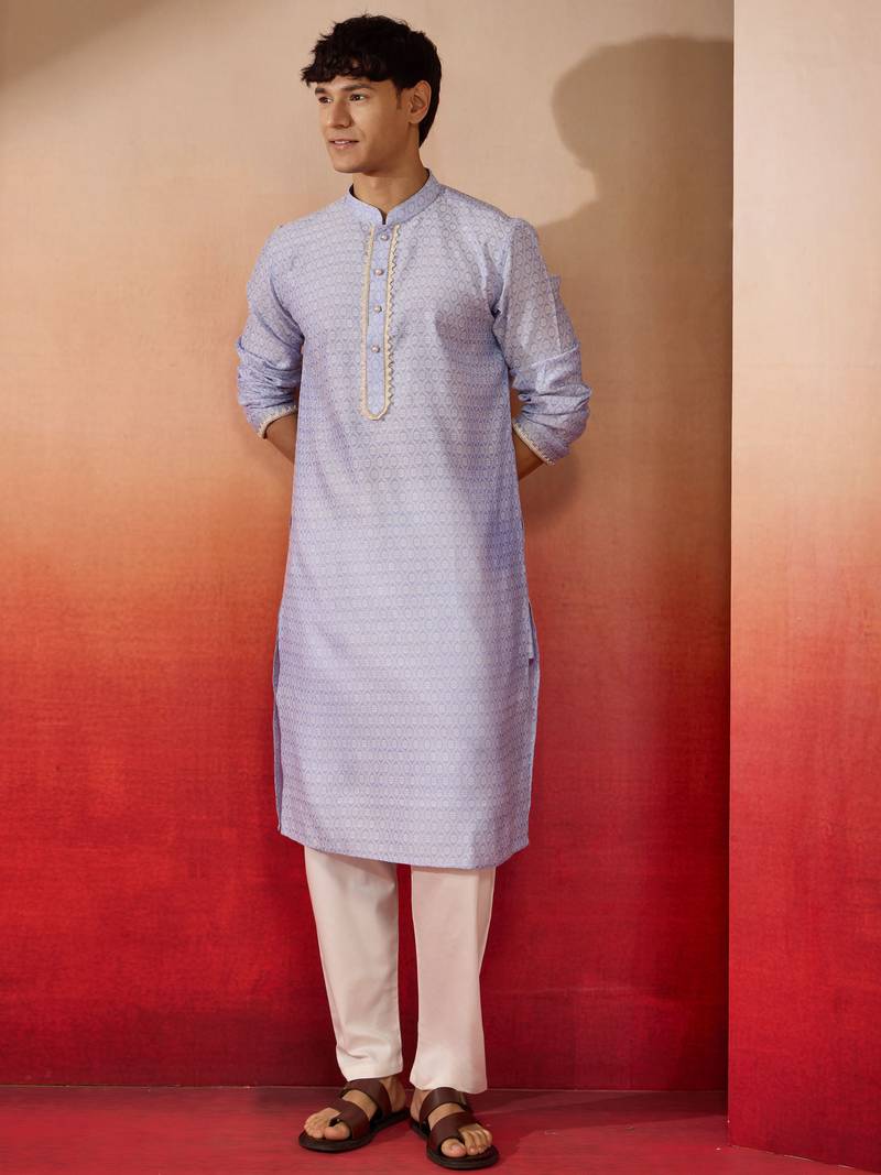 Purple jacquard kurta with pyjama - serene festive set