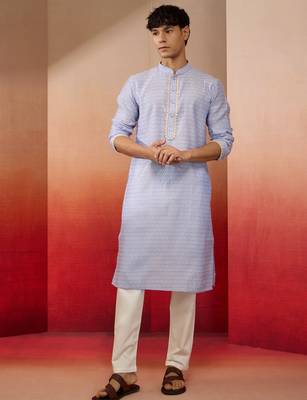 Purple jacquard kurta with pyjama - serene festive set 3