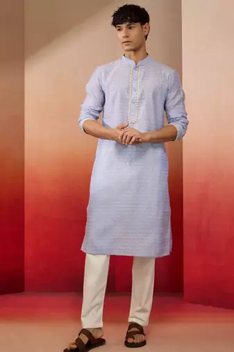 Purple jacquard kurta with pyjama - serene festive set