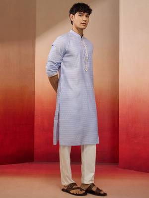 Purple jacquard kurta with pyjama - serene festive set 4