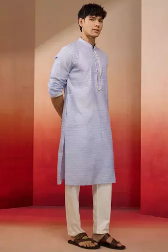Purple jacquard kurta with pyjama - serene festive set