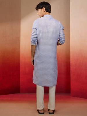 Purple jacquard kurta with pyjama - serene festive set 5