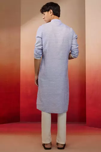 Purple jacquard kurta with pyjama - serene festive set