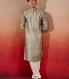 grey jacquard kurta with pyjama - contemporary festive set