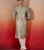 grey jacquard kurta with pyjama - contemporary festive set