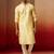 yellow jacquard kurta with cream churidar set - bright ethnic wear