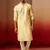 yellow jacquard kurta with cream churidar set - bright ethnic wear