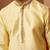 yellow jacquard kurta with cream churidar set - bright ethnic wear