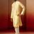yellow jacquard kurta with cream churidar set - bright ethnic wear