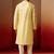 yellow jacquard kurta with cream churidar set - bright ethnic wear