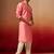 pink jacquard kurta with cream churidar set - traditional festive wear