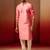 pink jacquard kurta with cream churidar set - traditional festive wear