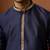 navy blue jacquard kurta with cream churidar set - royal ethnic wear