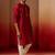maroon jacquard kurta with cream churidar set - premium ethnic wear