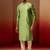 green jacquard kurta with cream churidar set - traditional ethnic collection
