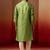green jacquard kurta with cream churidar set - traditional ethnic collection