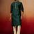 bottle green jacquard kurta with cream churidar set - festive collection