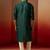 bottle green jacquard kurta with cream churidar set - festive collection