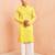 Yellow lahariya print kurta pant set - traditional screen print long kurta with white wide leg pants
