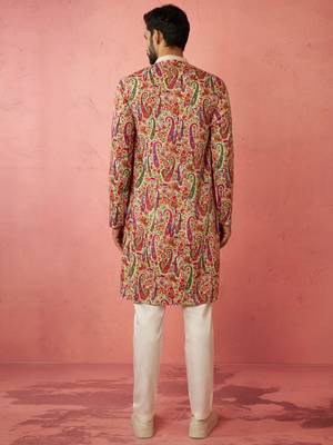 Cream kurta with cream pyjama - printed eid set 5